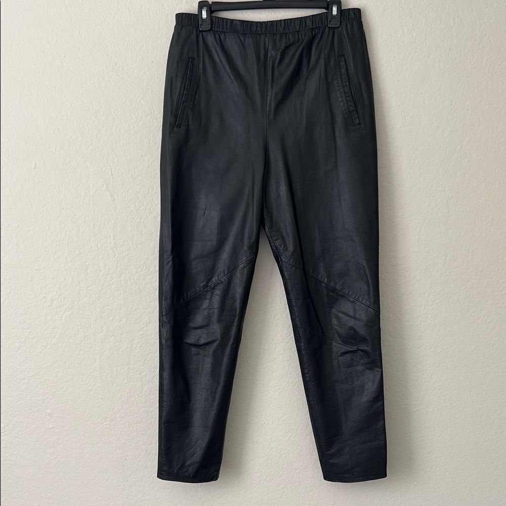 Pia Rucci Vintage Women's Black Leather Pull Up Pants Size M